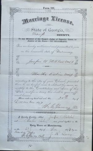 Whitehead, Joseph and Oslin, Martha