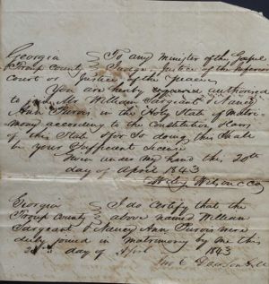 Sargeant, William and Person, Nancy Ann