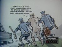 EDITORIAL CARTOON - STREAKER ARRESTED BY POLICE; TELLS THEM HE WAS STREAKING TO SERVICE STATION TO BUY GAS