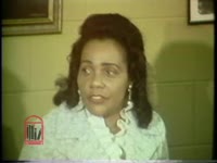 WSB-TV newsfilm clip of Coretta Scott King speaking about nonviolent social change at a meeting held at Fort Benning, Georgia, 1971 September 11