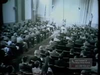 Series of WSB-TV newsfilm clips of Secretary of State John Foster Dulles discussing the possibility of sending U.S. troops to Lebanon to deter Soviet influence, 1958 May 20