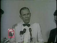 WSB-TV newsfilm clip of Georgia governor Marvin Griffin pledging to maintain segregated schools in Georgia and condemning the presence of federal troops enforcing integration by the "Little Rock Nine" at Central High School in Little Rock, Arkansas from a conference held in Sea Island, Georgia, 1957 September 23