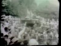 CROWDS SURROUND PALACE ON FIRE IN THE DOMINICAN (1962)