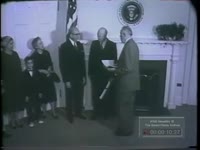 Series of WSB-TV newsfilm clips of President Dwight D. Eisenhower at the swearing in of Secretary of Commerce Lewis Strauss, 1958 November 13