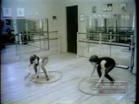 Series of WSB-TV newsfilm clips of two young girls demonstrating hula hoop and plate spinning skills at the Melba Cordes School of Dancing (No date)