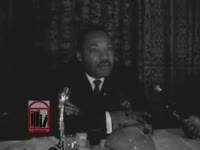 Series of WSB-TV newsfilm clips of Dr. Martin Luther King, Jr. speaking to reporters during the Southern Christian Leadership Conference's annual convention, Savannah, Georgia, 1964 October 1