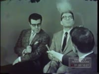 WSB-TV newsfilm clips of reporter Don McClellan interviewing piano duo act Ferrante and Teicher, March 1, 1964