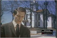Series of WSB newsfilm clips of reporter Bill Buckner giving details of the first day of the second trial of A. C. (Cliff) Park for the murder of Floyd G. Hoard, Jefferson, Georgia, 1969 March 28