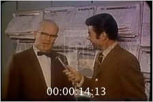 WSB-TV newsfilm clip of weatherman John F. Beckman interviewing Atlanta Weather Bureau Meteorologist in Charge Henry R. McQueen on the day of the United States Weather Bureau's centennial, Atlanta, Georgia, 1970 February 9