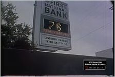 Footage of Pedestrians Along Peachtree Street, Bank Thermometer Sign,