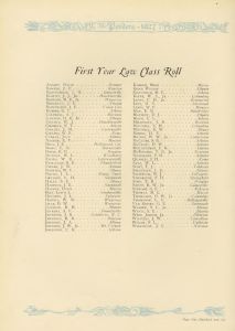 First Year Class Roll