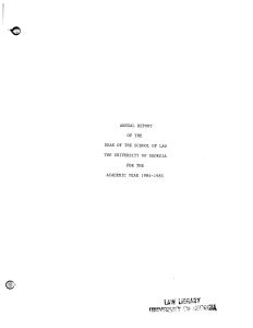 Dean's Report 1985