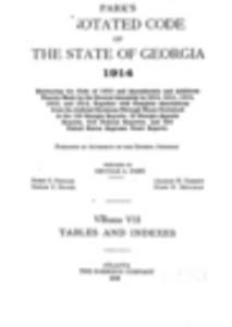 1914 Park's Annotated Code Vol. 7 Tables and Indexes