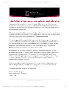 UGA School of Law named best value in legal education