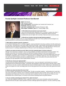 May 2015 E-newsletter Faculty Spotlight: Assistant Professor Kent Barnett