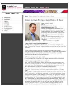 May 2015 E-newsletter Student Spotlight: Third-year student Andrew D. Mason
