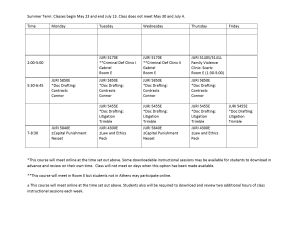 Class Schedule - Summer 2016