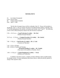 Class Schedule - Summer 2006