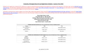 Class Schedule - Summer 2021