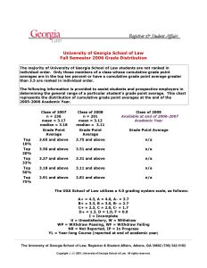 Grade Distribution - Fall Semester 2006