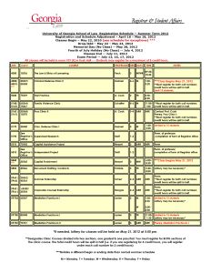 Class Schedule- Summer 2012