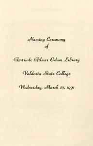 Naming Ceremony of Gertrude Gilmer Odum Library, Wednesday, March 27, 1991