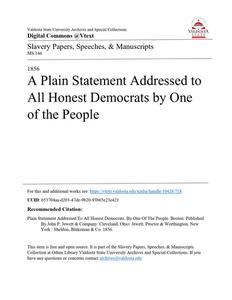 A Plain Statement Addressed to All Honest Democrats by One of the People