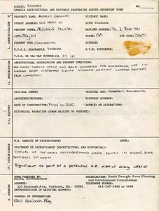Georgia Architectural and Historic Properties Survey of Moore's Grocery, 522 West St., Valdosta, Ga., December 1980