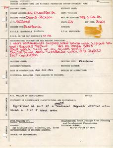 Georgia Architectural and Historic Properties Survey of 216 Chandler St., Valdosta, Ga., December 1980