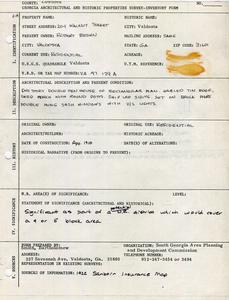 Georgia Architectural and Historic Properties Survey of 204 Walnut Street, Valdosta, Ga., December 1980