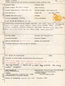 Georgia Architectural and Historic Properties Survey of 901 Floyd Street, Valdosta, Ga., December 1980
