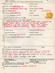 Georgia Architectural and Historic Properties Survey of 808 Nardo St., Valdosta, Ga., December 1980