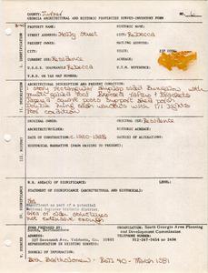 Georgia Architectural and Historic Properties Survey of Holly Street, Rebecca, Turner County, Ga., March 1981