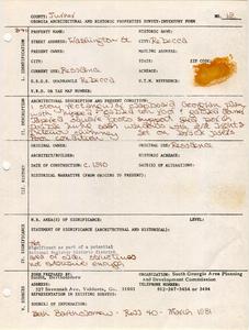 Georgia Architectural and Historic Properties Survey of Washington St., Rebecca, Turner County, Ga., March 1981