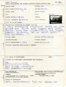 Georgia Architectural and Historic Properties Survey of Ashley St., Rebecca, Turner County, Ga., March 1981