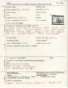 Georgia Architectural and Historic Properties Survey of Pine Street, Rebecca, Turner County, Ga., March 1981