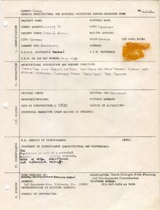 Georgia Architectural and Historic Properties Survey of Dickey St., Sycamore, Turner County, Ga., 1981