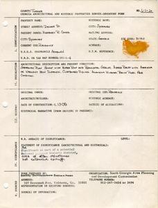 Georgia Architectural and Historic Properties Survey of Dasher St., Sycamore, Turner County, Ga., 1981