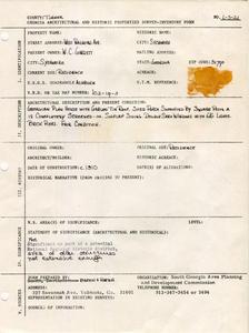 Georgia Architectural and Historic Properties Survey of West Railroad Ave. [7], Sycamore, Turner County, Ga., 1981