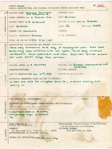 Georgia Architectural and Historic Properties Survey of Warmack Furniture and Mercantile Co., 101 E. Screven Ave., Quitman, Brooks County, Ga., 1981