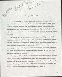 The Legacy of Roosevelt Clay (Draft 2)