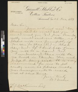 Correspondence regarding deed, Camden County, 1889