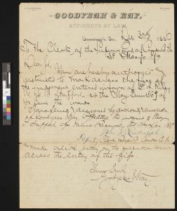 Correspondence regarding deed, Camden County, 1886