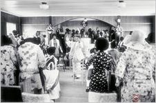 The preacher of the Macedonia Freewill Baptist Church leads his congregation  Photo by Beverly Robinson