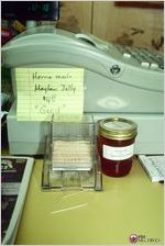 Local mayhaw jelly for sale at cash register