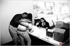 Stephanie Steuver greets and registers Tri-State Sacred Harp Convention