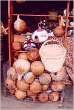 Gourds and white oak baskets for sale at State Farmers Market