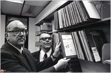 Clayton Hackaby and John Haxford, Odum Library,  March 16, 1983