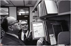 Clayton Hackaby and John Haxford, Odum Library,  March 16, 1983