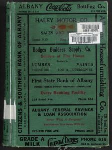 Miller's Albany, Georgia city directory containing an alphabetical directory of business concerns and private citizens, occupants of office buildings and other business places, including a complete street and avenue guide, buyers' guide, numerical telephone directory